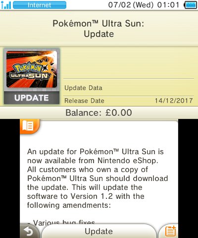The new patch for Pokémon Ultra Sun & Ultra Moon is now available on th...
